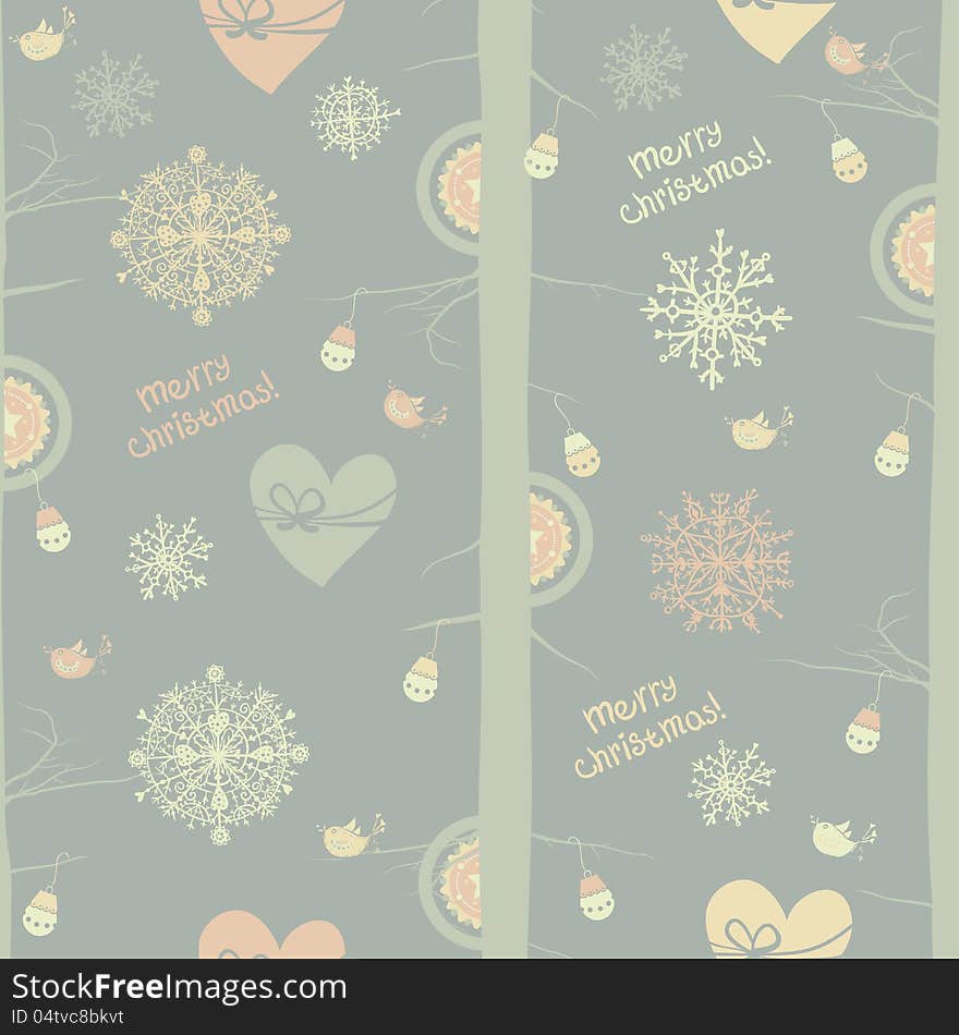 Seamless winter pattern with snowflakes and christmas ball