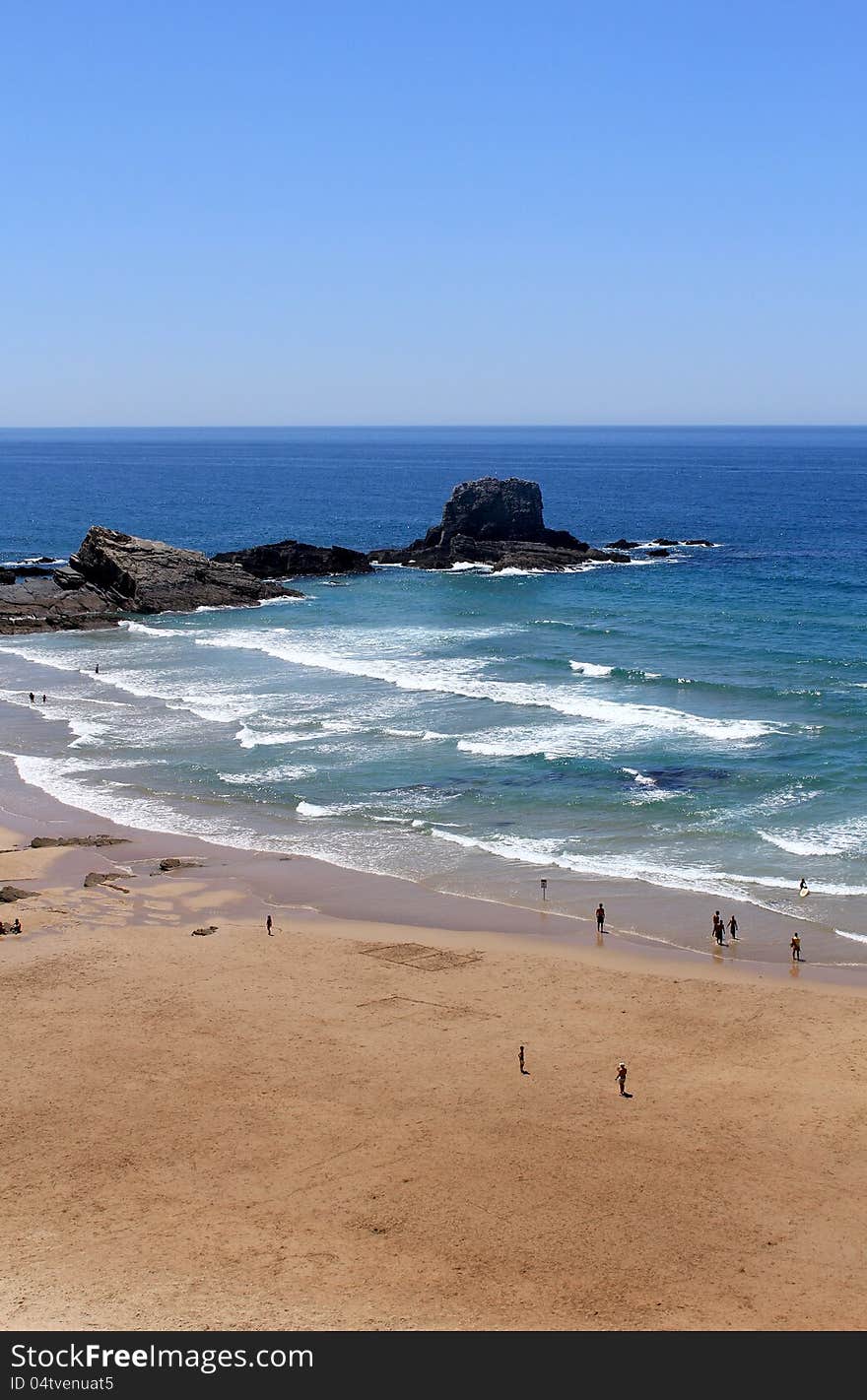 Overview of Zambujeira do Mar village beach