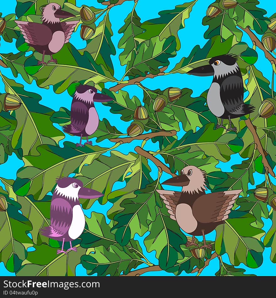 Little birds sing songs. Seamless texture.