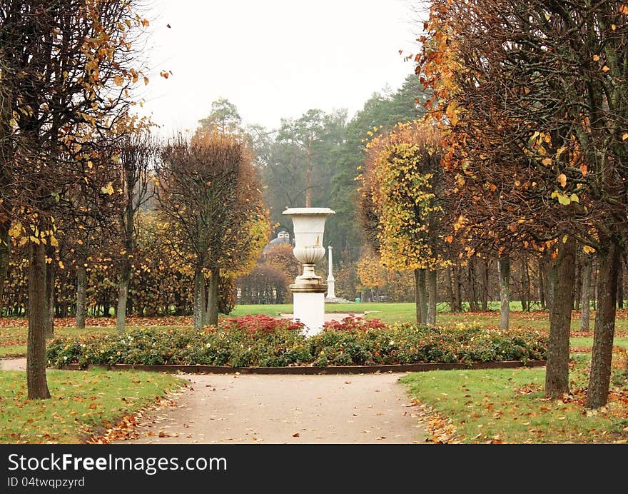 Decorative vase in park