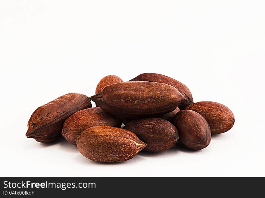 Pecan nuts, isolated on white background