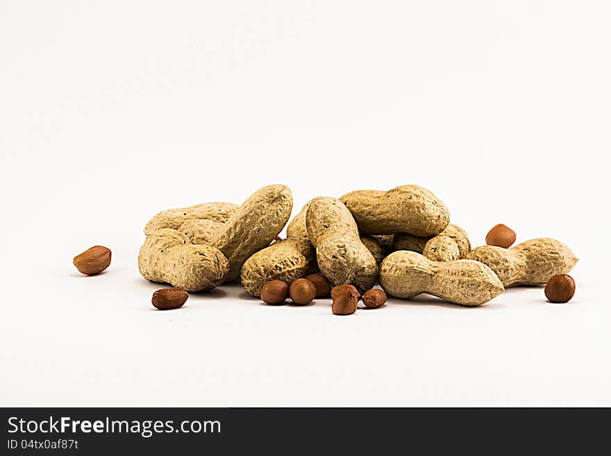 Nuts isolated on white background.