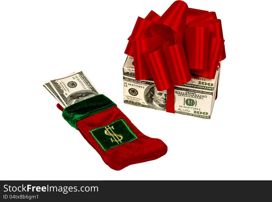 Two ways to give money as a Christmas present. Stuff a stocking or make the Christmas present out of money.