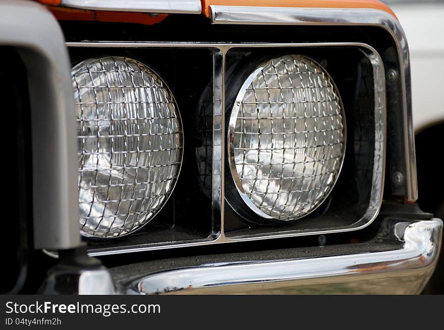 Double Headlights with Silver Safety Net close up