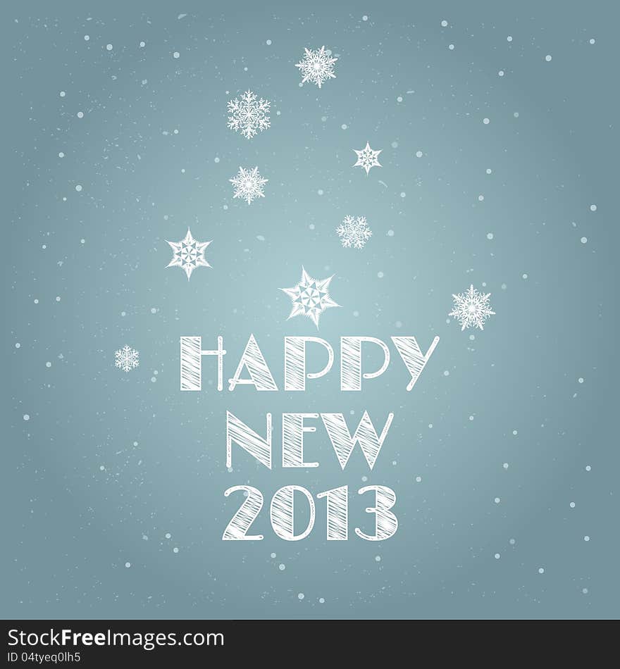 Minimal Happy New Year background/Minimal Happy New Year Card with snowflakes and Happy New Year text