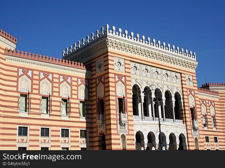 Beautiful building of City-Hall in Sarajevo, Bosnia and Herzegovina. Beautiful building of City-Hall in Sarajevo, Bosnia and Herzegovina