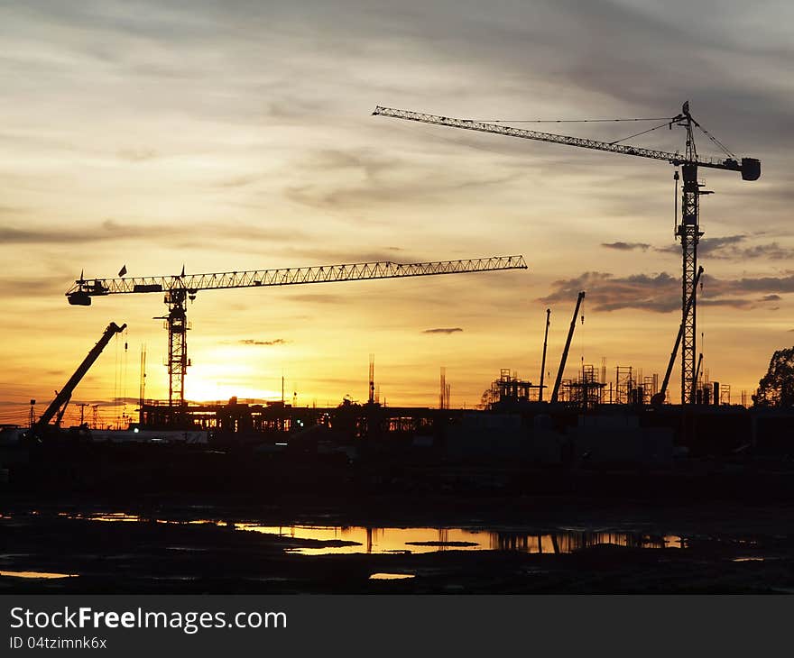 Silhouette Cranes