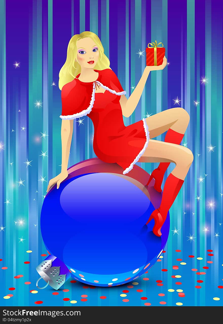 Girl on christmas ball