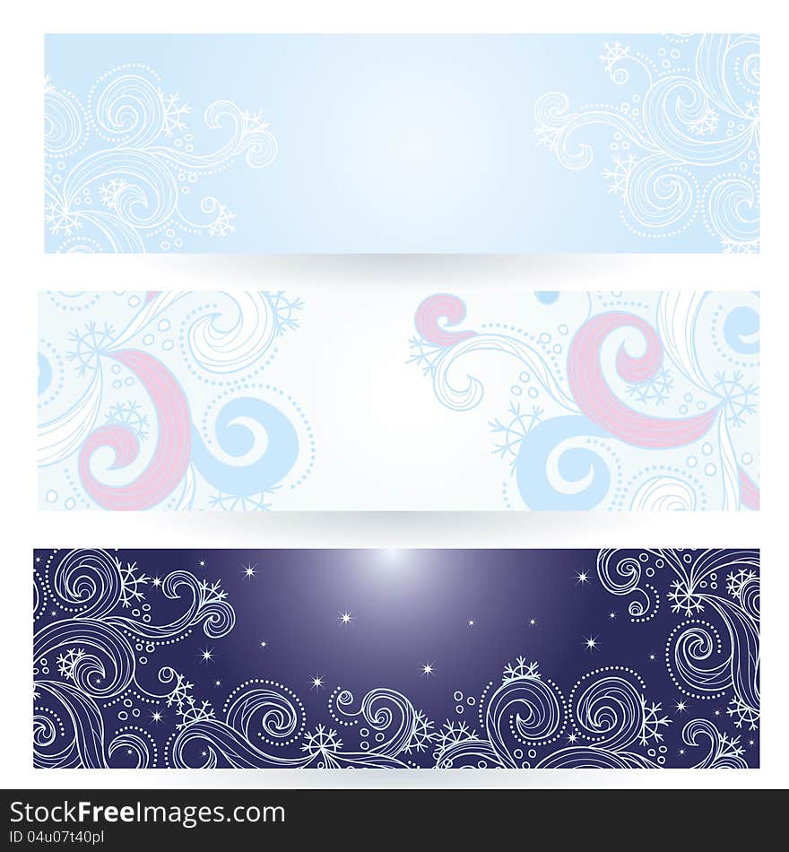 Vector winter banner collection with snow. Vector winter banner collection with snow