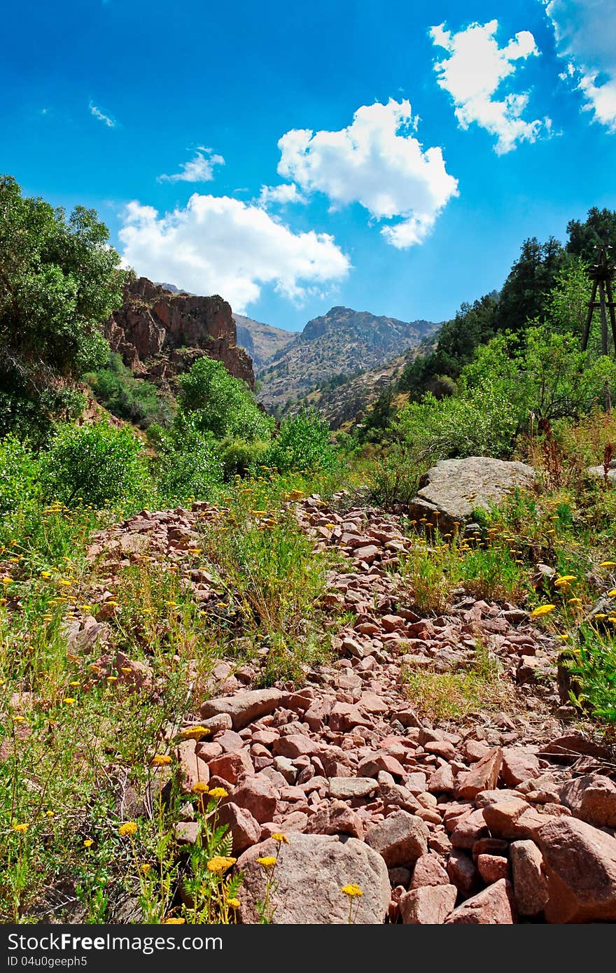 Mountains landscape in Angren, summer