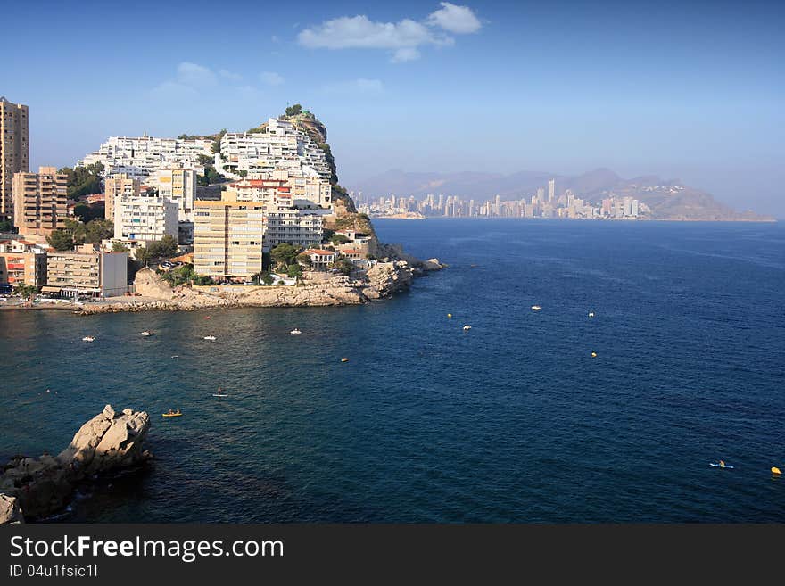 Coast, cliffs and buildings of Benidorm City; Spain. Coast, cliffs and buildings of Benidorm City; Spain.