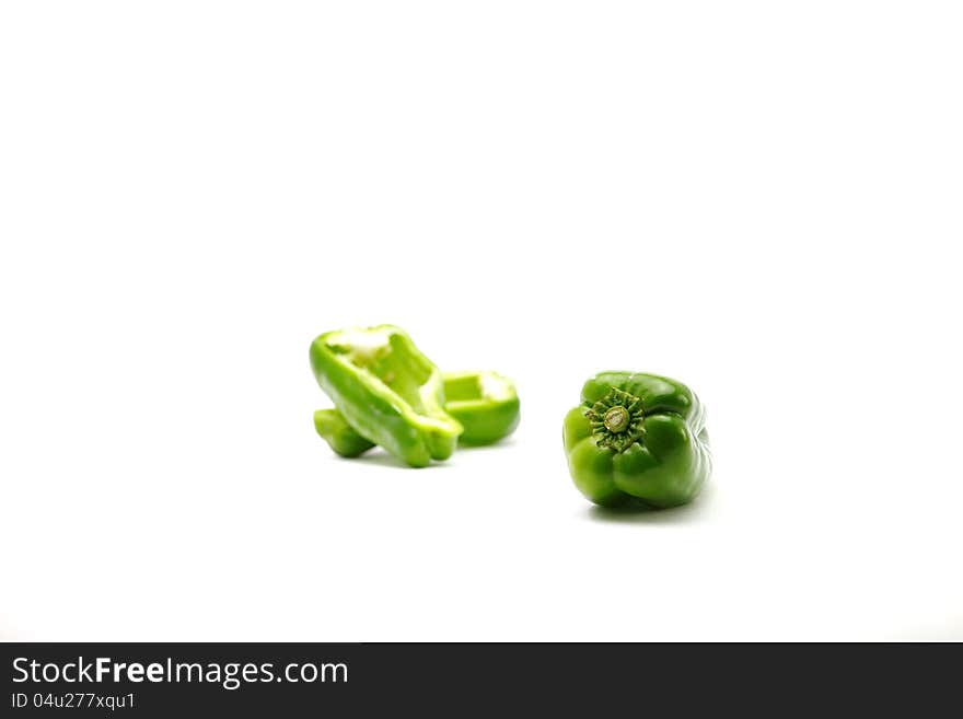 Green ball pepper  on white background