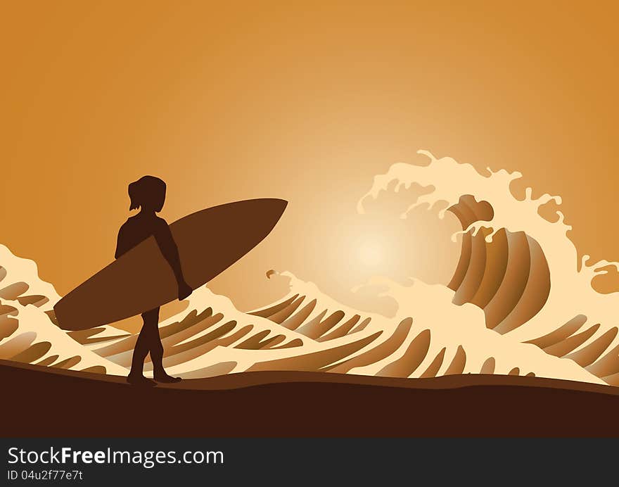 Surfer and waves