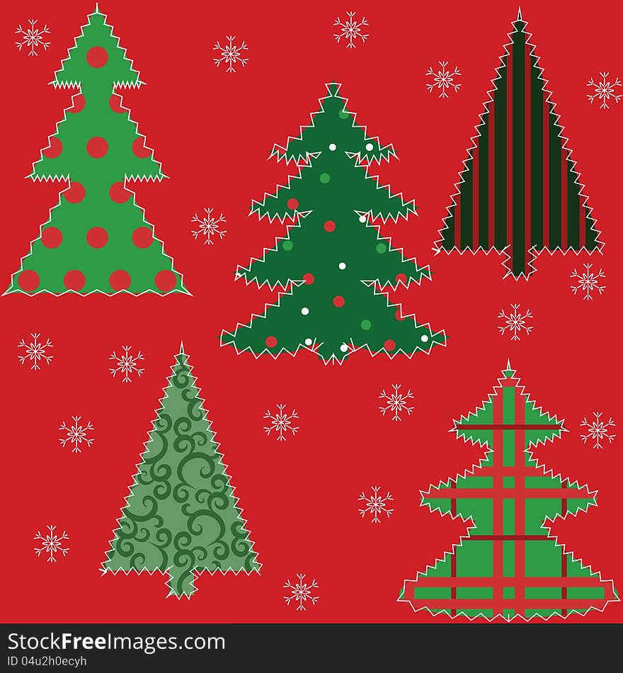 Christmas tree patchwork fabric seamless background