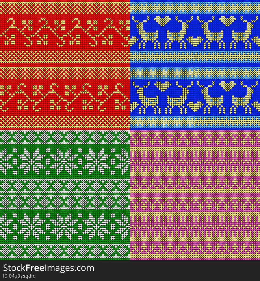 Set of a color structure in knitted style by new year and Christmas. Set of a color structure in knitted style by new year and Christmas