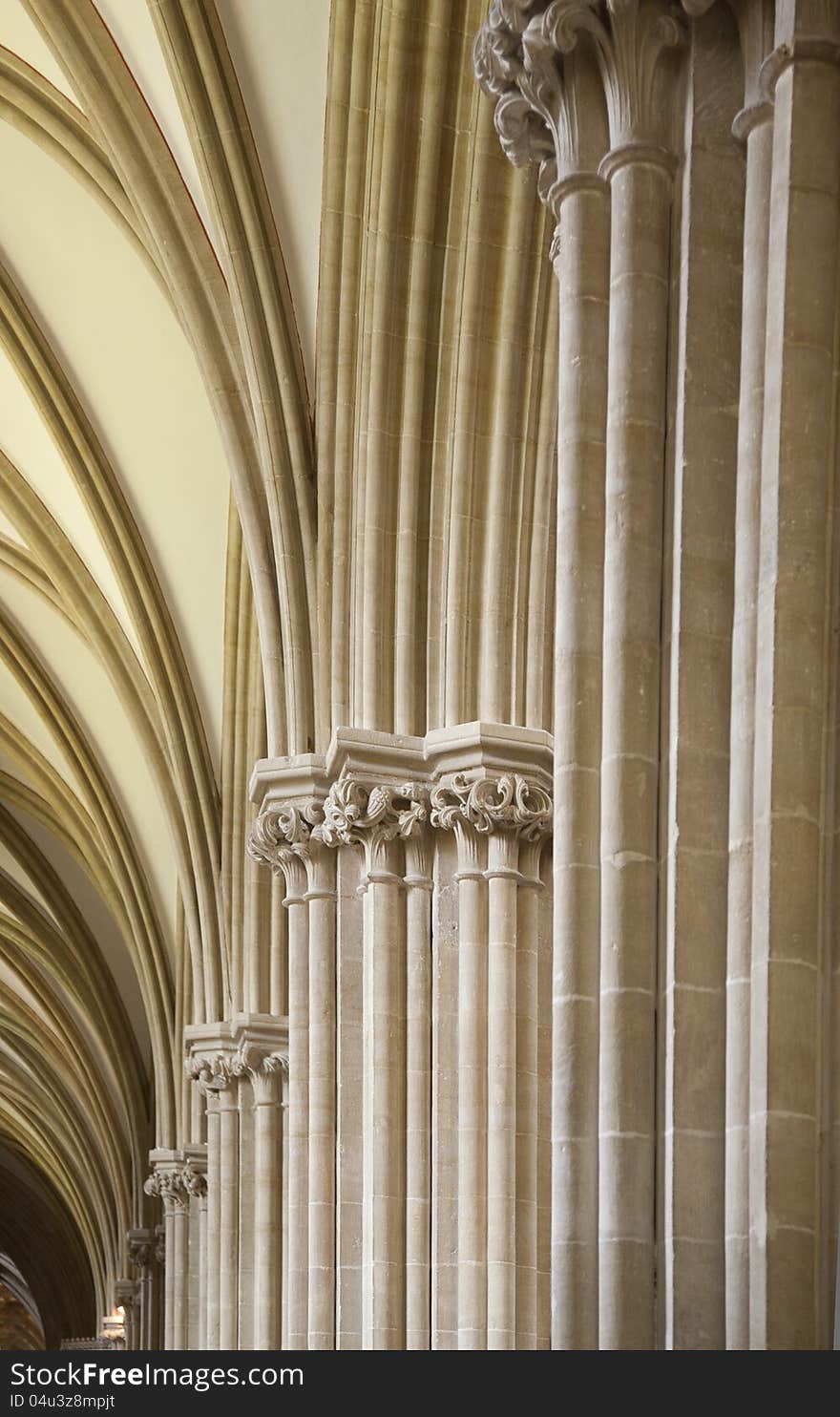 View of archways in Wells Cathedral, Somerset