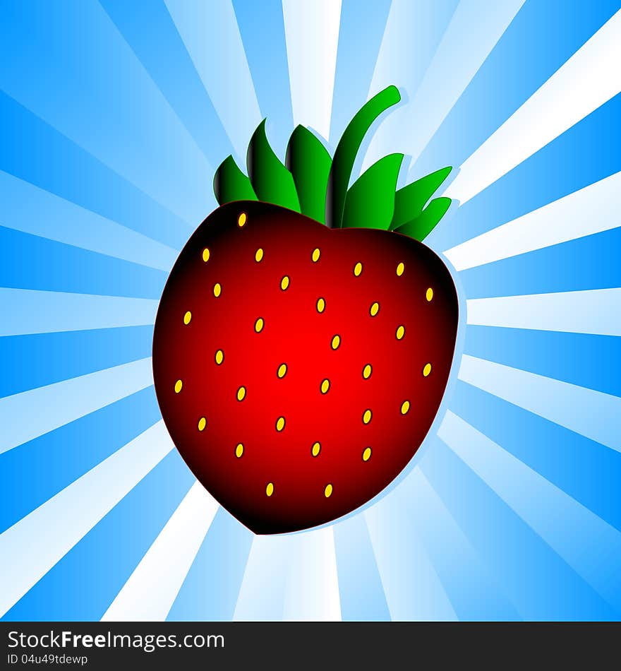 Unique strawberry symbol on a blue background