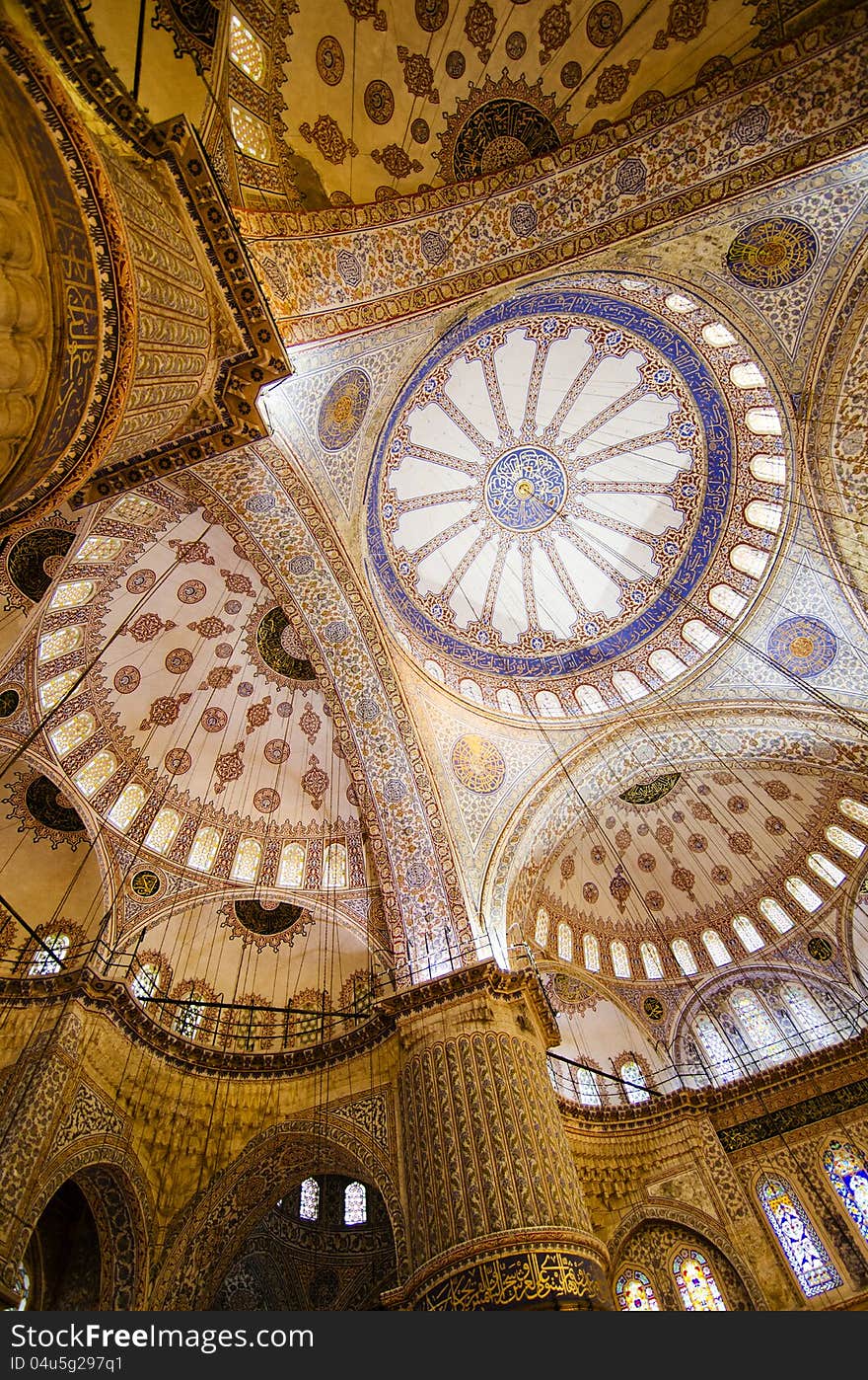 Domes of the blue mosque in istanbul, turkey. Domes of the blue mosque in istanbul, turkey