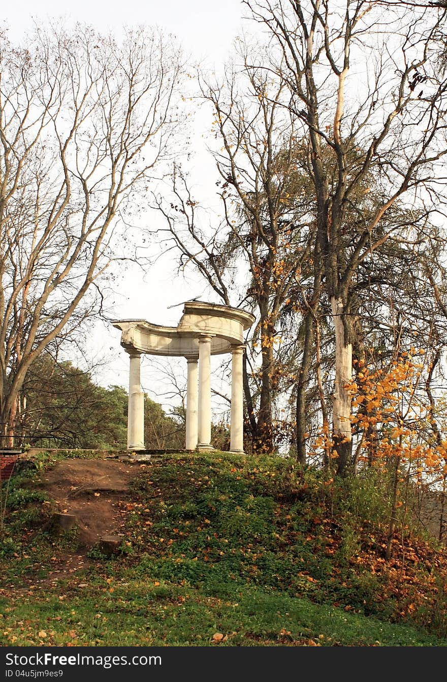 Antique arbor in evening light