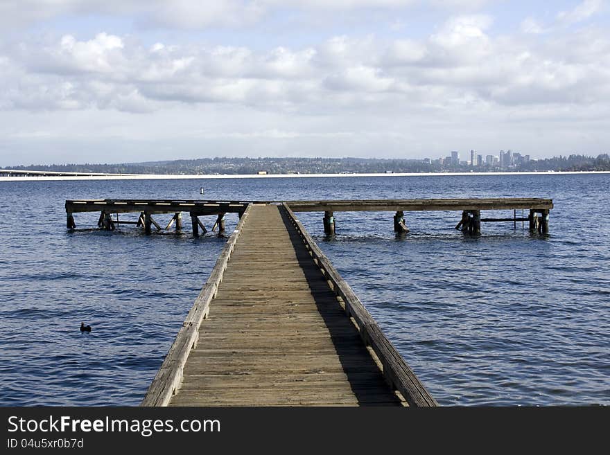 The largest lake of Seattle with I-90 floating bridge crossing the middle. The largest lake of Seattle with I-90 floating bridge crossing the middle.