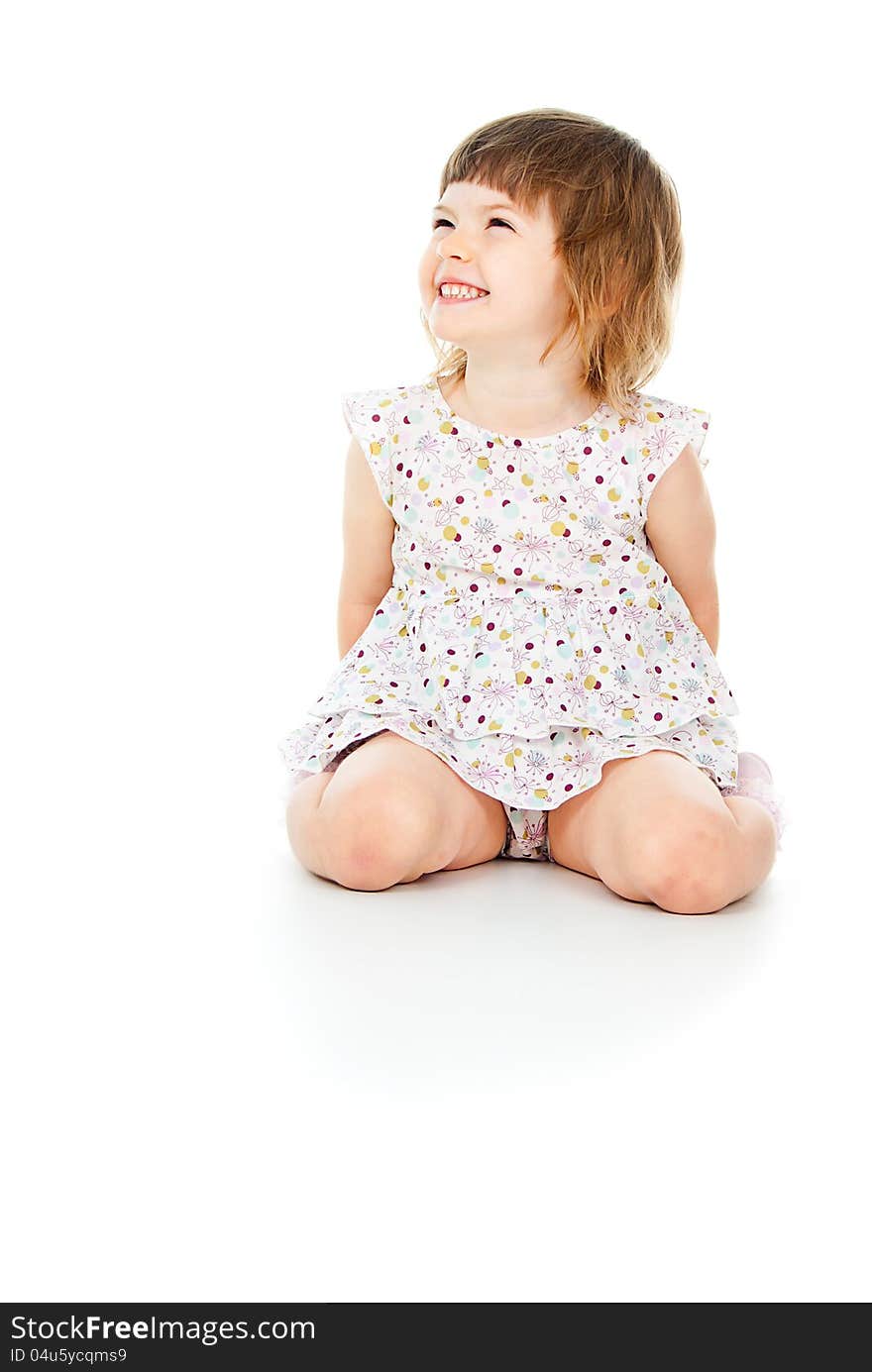 Beautiful little girl laughing isolated