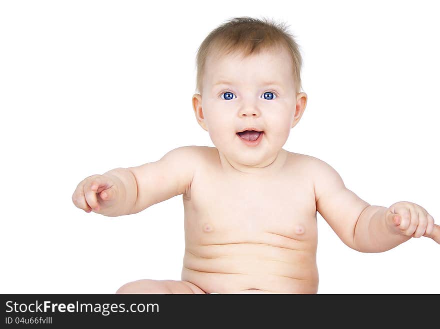 Portrait of a naked baby happy. Portrait of a naked baby happy