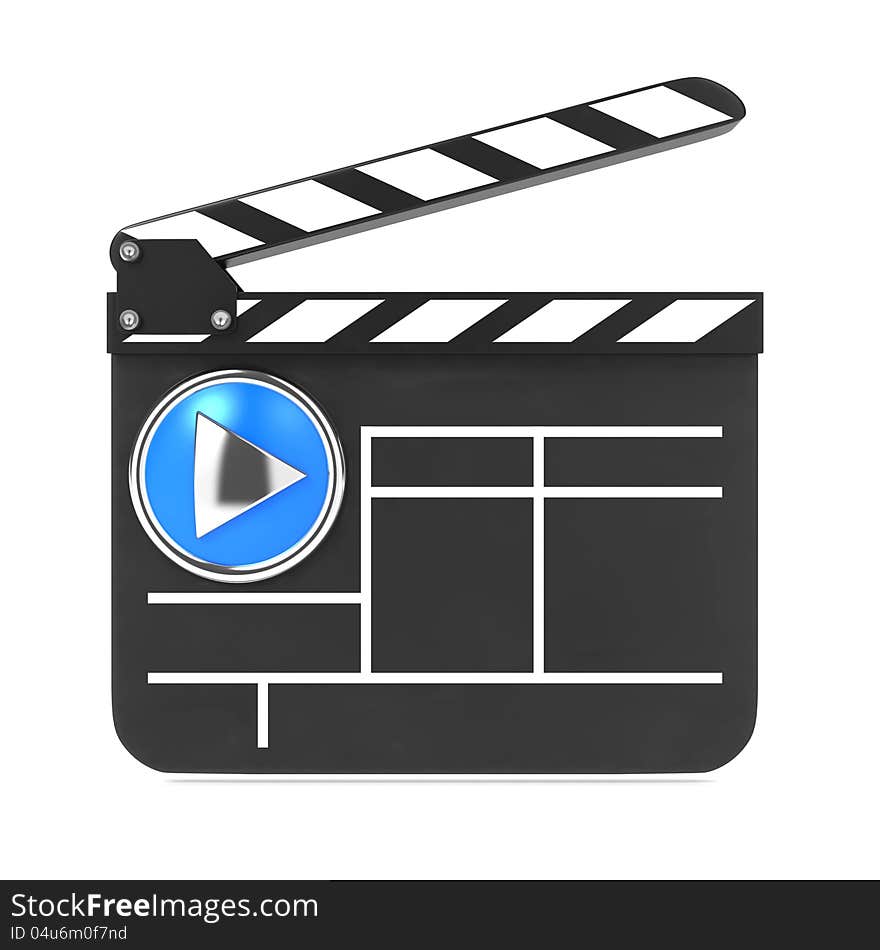 Clapboard with Blue Screen. Media Player Concept.