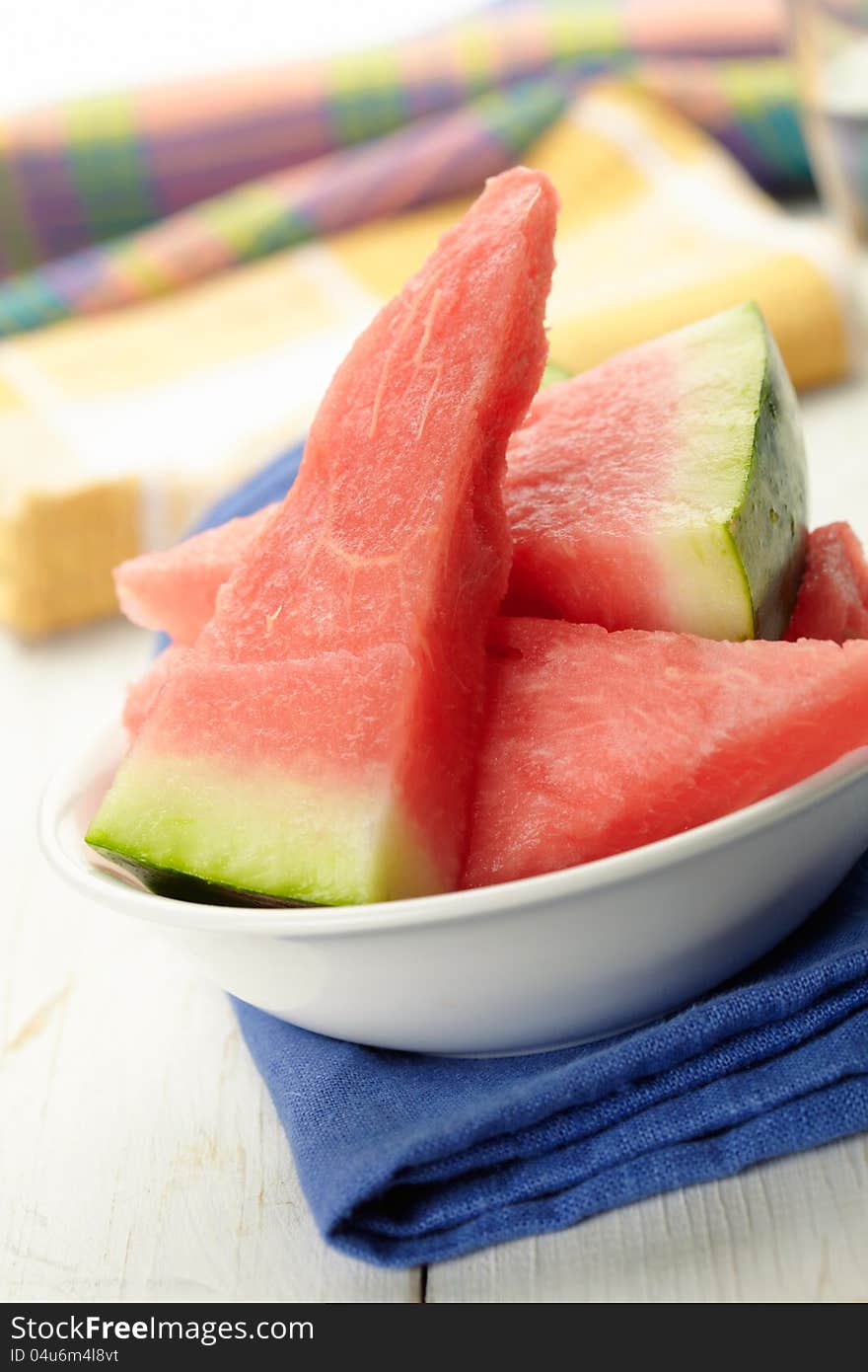 Sliced Watermelon on a white plate