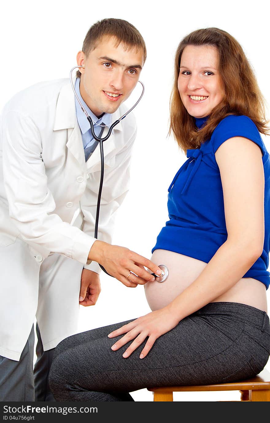 Doctor examines a pregnant girl