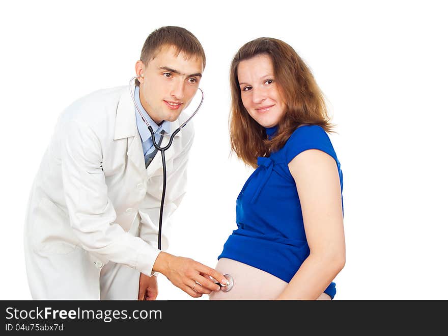 Doctor examines a pregnant girl. Doctor examines a pregnant girl