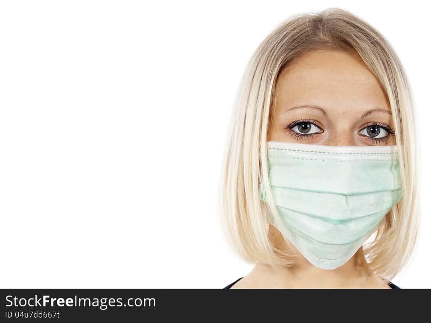 Portrait of a girl in a medical mask