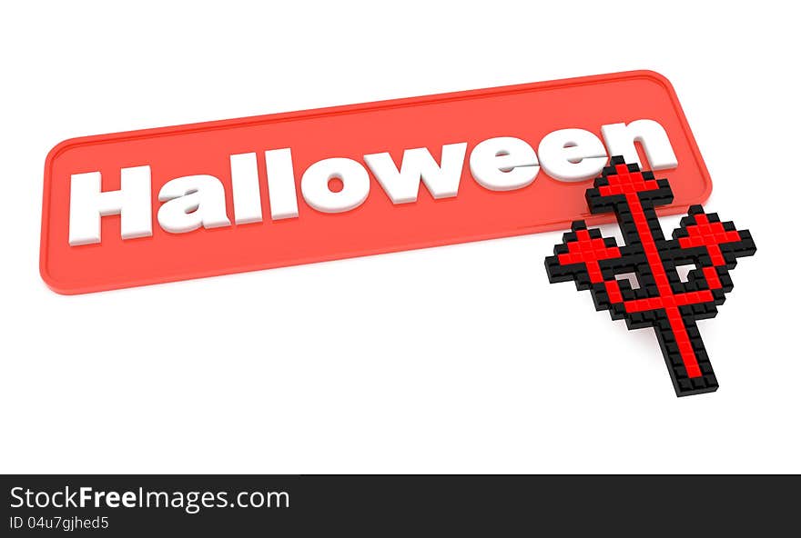 Halloween Button With Trident S Shaped Cursor.