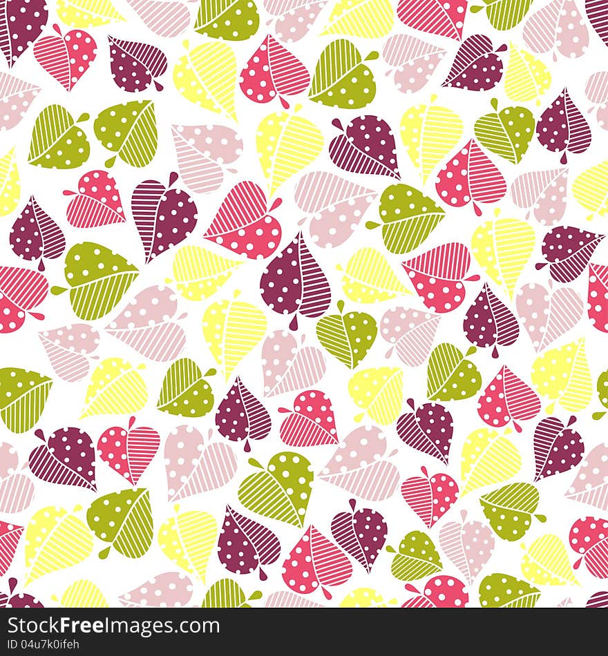 Seamless pattern with color leaves