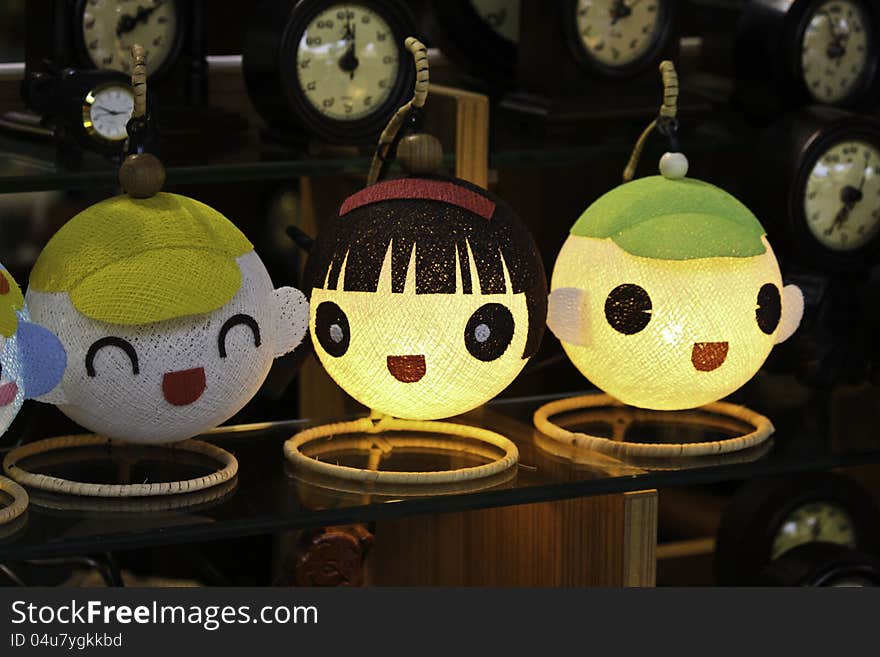 Cartoon cute lamp in night life