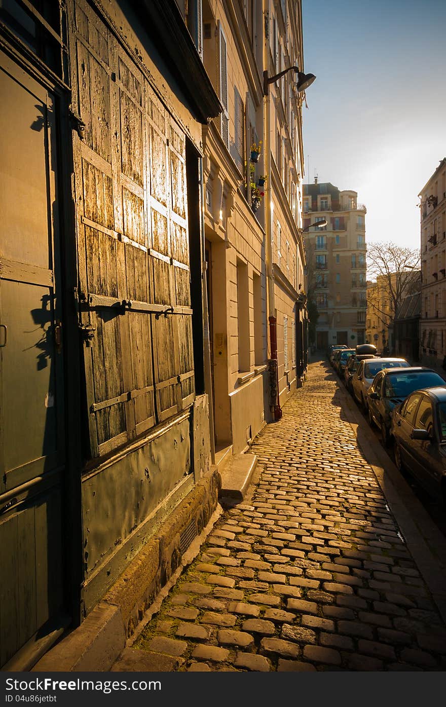 Street of Paris lit in golden evening light. Image No 131. Street of Paris lit in golden evening light. Image No 131.