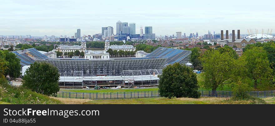 Panoramic view of London City from Greenwich. Panoramic view of London City from Greenwich