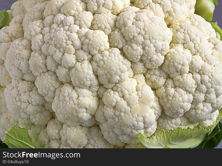 Fresh cauliflower head.Close up shot.