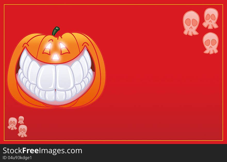 Halloween pumpkin smiling card