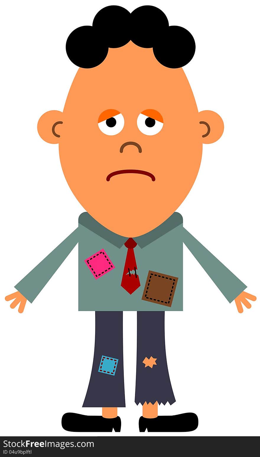 Illustration of a poor looking business man wearing old business attire clothes. Illustration of a poor looking business man wearing old business attire clothes