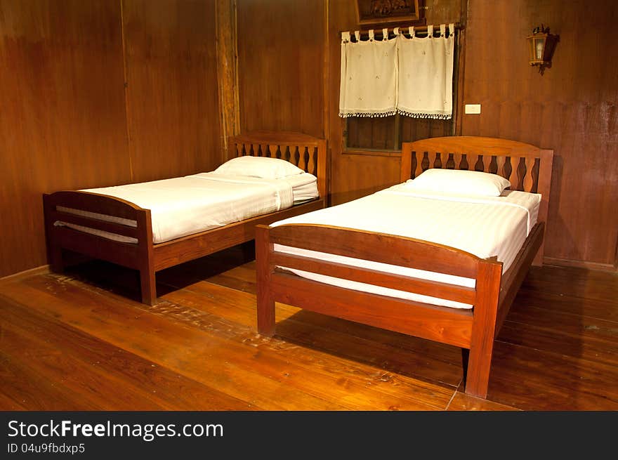 Bedroom in the resort, Northern, Thailand.