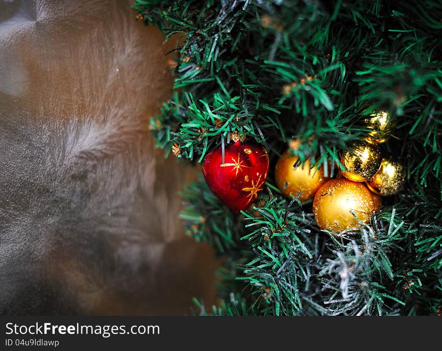 Christmas tree decorated with different beautiful toys. Christmas tree decorated with different beautiful toys