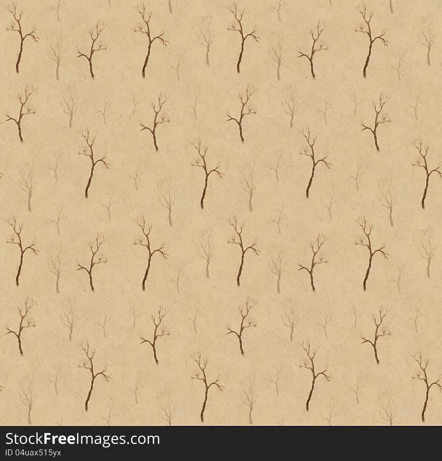 Seamless pattern with drawings of trees