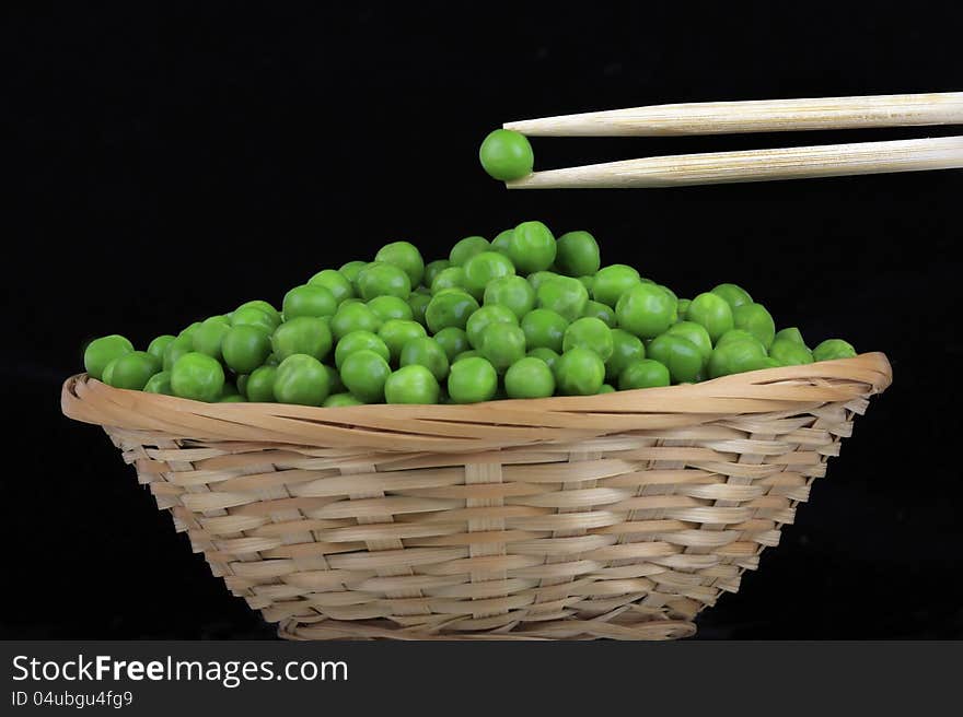 Fresh peas and Chinese sticks. Fresh peas and Chinese sticks