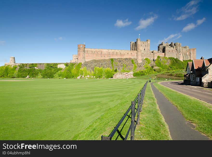 Bamburgh Castle and fence