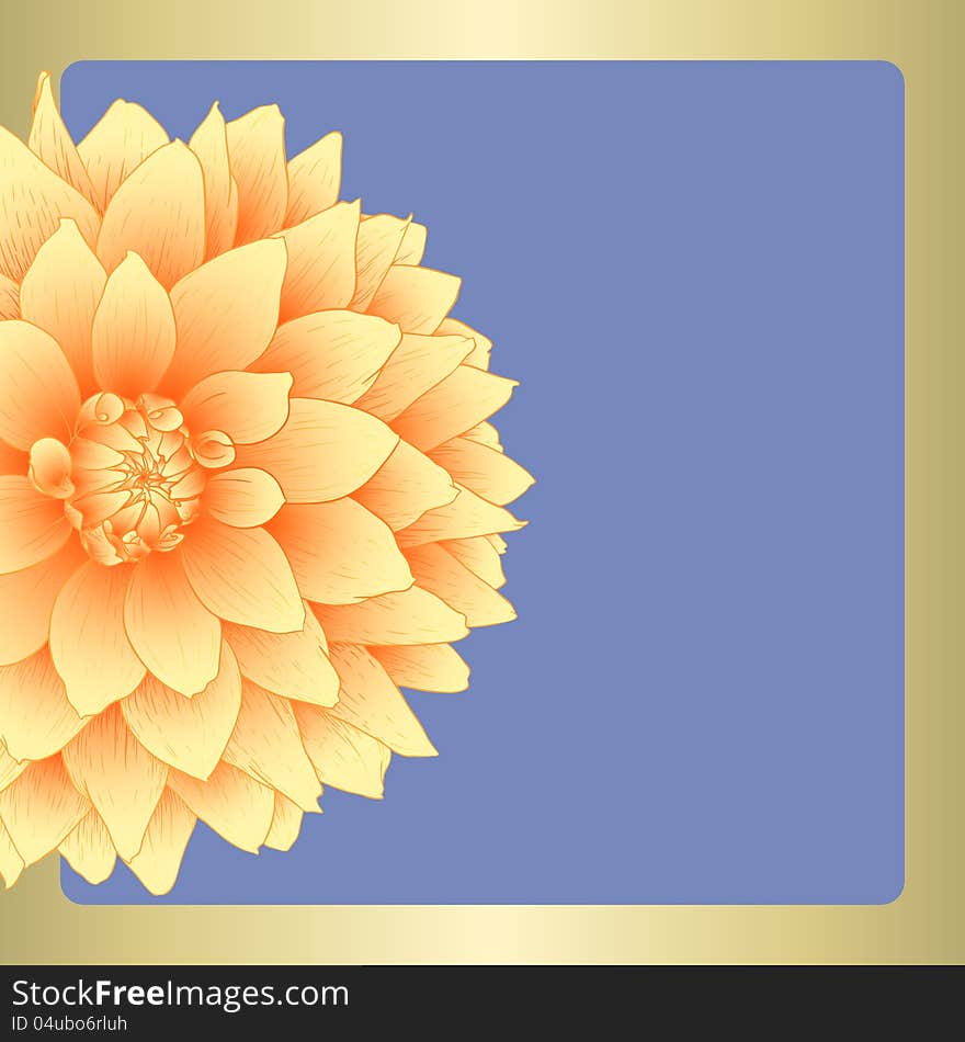 Vector illustration greeting card with dahlia flower. Vector illustration greeting card with dahlia flower.