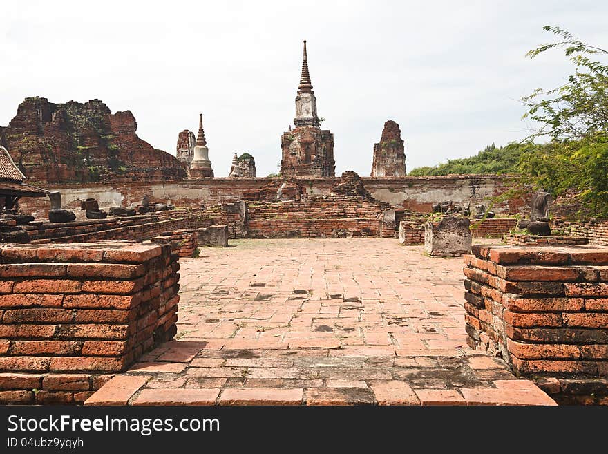 Ancient temple of Ayutthaya,  Wat Mahathat, Thailand.