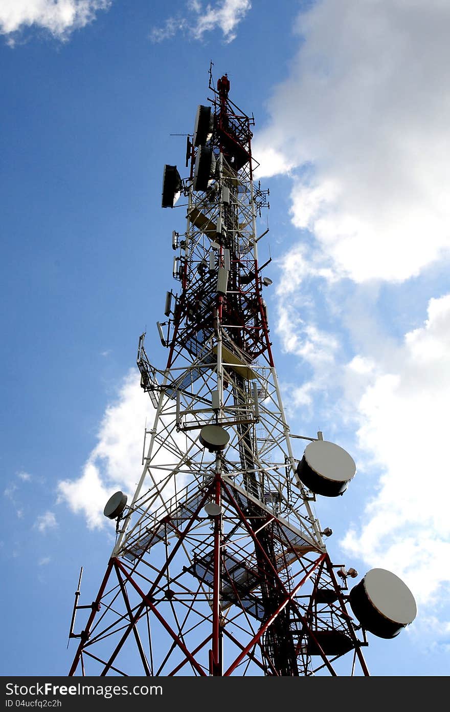 Big Telecommunication tower on blue sky. Big Telecommunication tower on blue sky