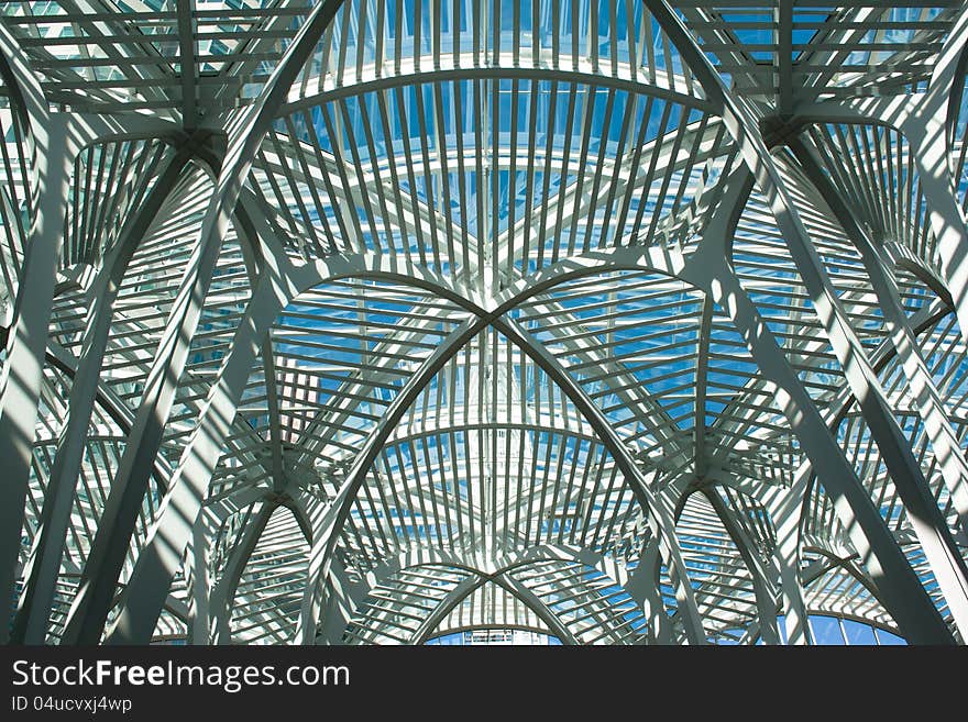 Architecture detail - glass hi tech lace ceiling and roof. Architecture detail - glass hi tech lace ceiling and roof.