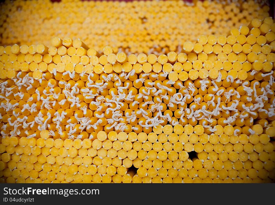 Yellow candles at store