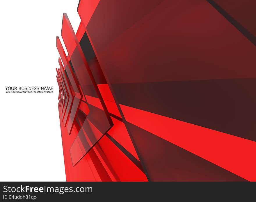 Abstract touch screen interface Red glass background